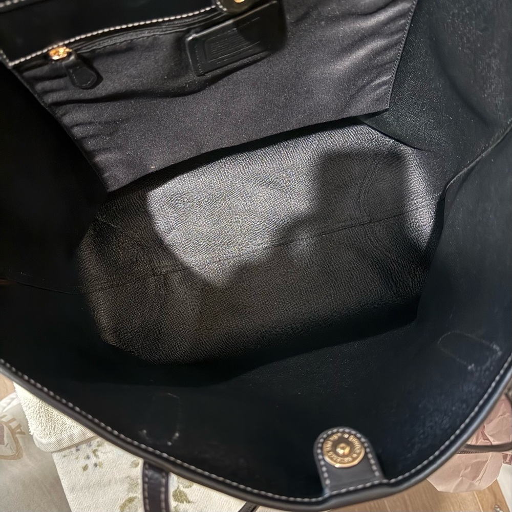 Coach City Tote Navy monogram leather, and coated canvas EUC CF342 - Picture 9 of 16